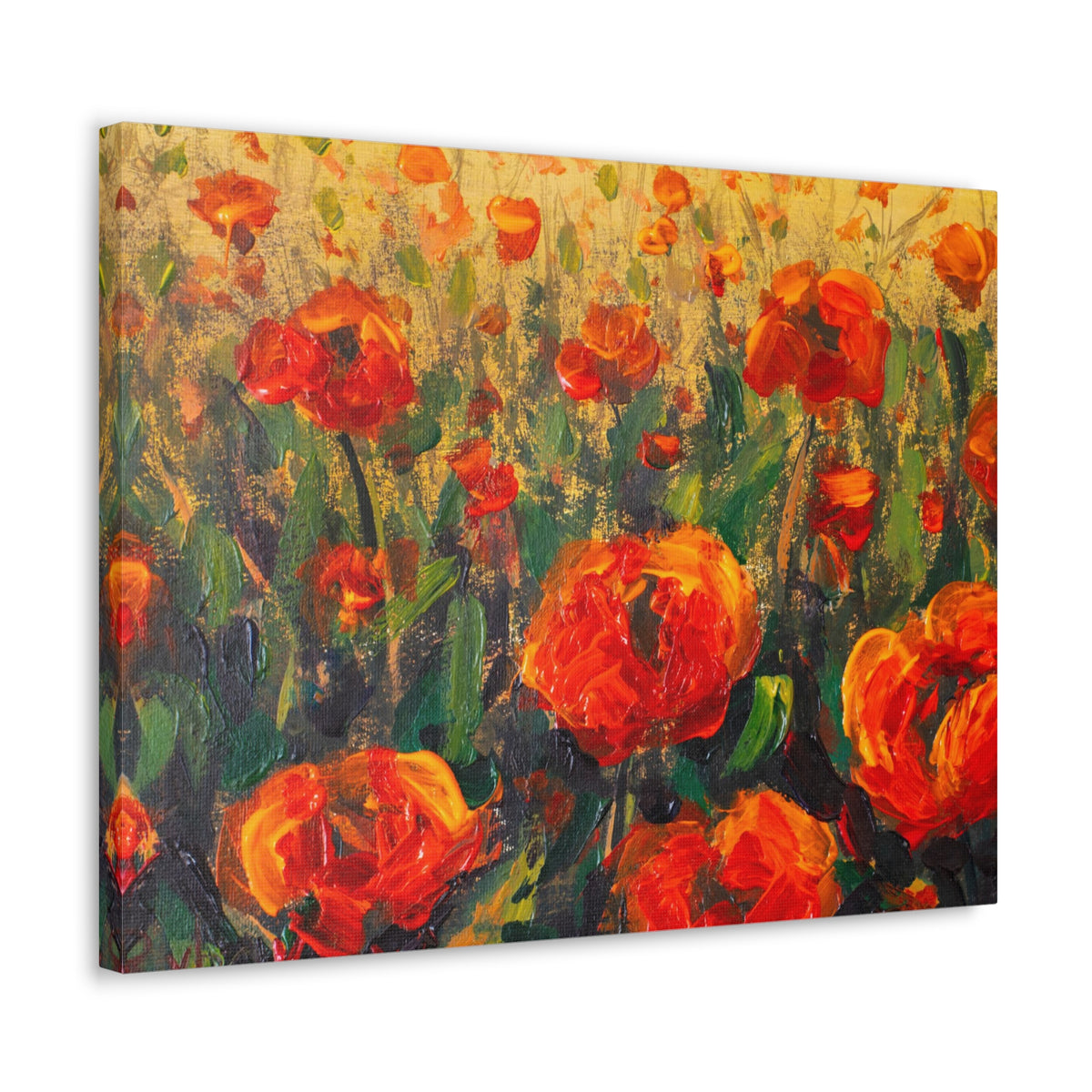 Red Large Poppies In Green Grass Flower Canvas Wall Art for Home Decor Ready-to-Hang-Express Your Love Gifts