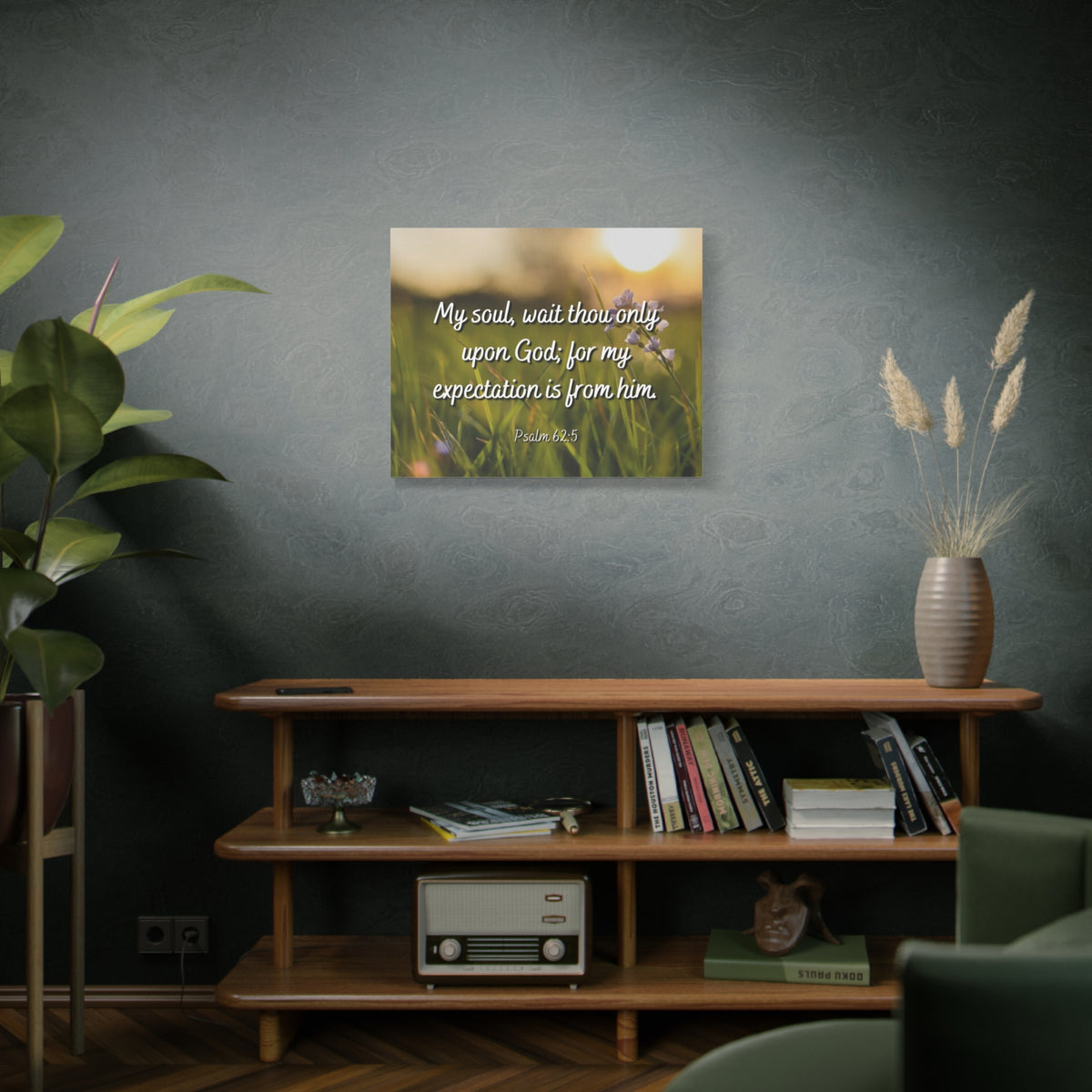 Scripture Canvas My Expectation Psalm 62:5 Christian Wall Art Bible Verse Print Ready to Hang-Express Your Love Gifts