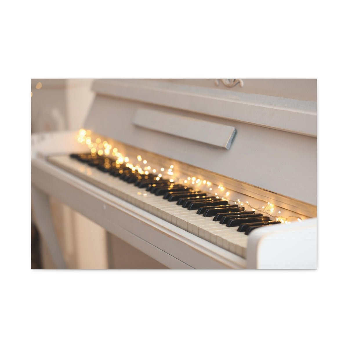 Piano with Glowing Garland Music Lover's Delight Piano Keyboard Canvas Wall Art for Home Decor Ready-to-Hang-Express Your Love Gifts