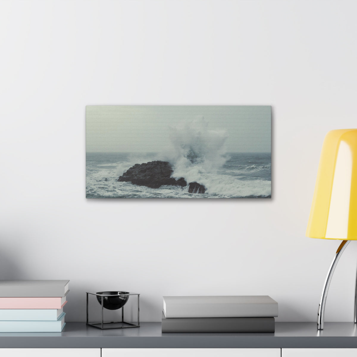 Splashing Water Rock Ocean Landscape Ocean Canvas Wall Art for Home Decor Ready-to-Hang-Express Your Love Gifts