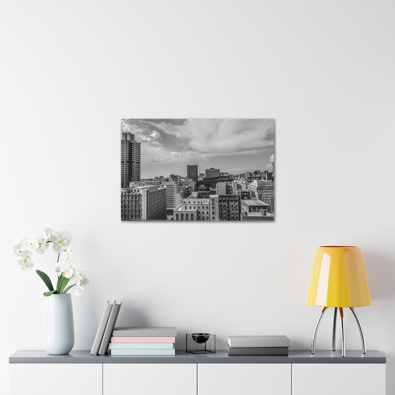 Johannesburg Black And White Skyline Canvas Artwork High-Quality Breathtaking Stunning Cityscape for Home Decor Ready to Hang-Express Your Love Gifts