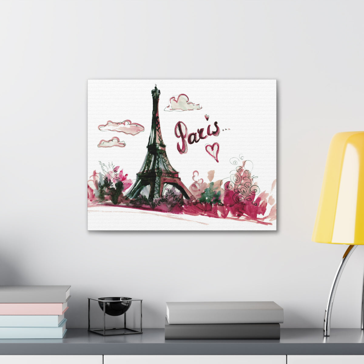 Pink Eiffel Tower Illustration Paris France Canvas Artwork High-Quality Breathtaking French City for Home Decor Ready to Hang-Express Your Love Gifts