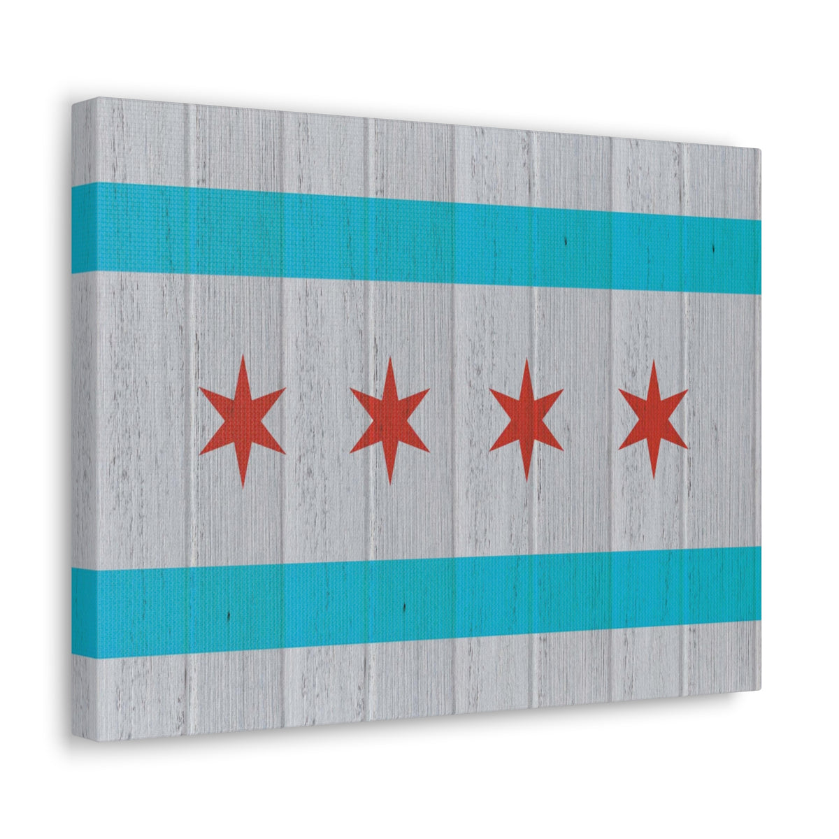 Chicago Flag Distressed Wood Look Canvas Wall Art for Home Decor Ready-to-Hang-Express Your Love Gifts