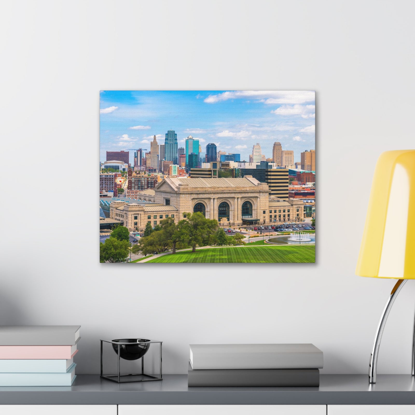 Kansas City Daytime Skyline Canvas Artwork High-Quality Breathtaking Stunning Cityscape for Home Decor Ready to Hang-Express Your Love Gifts