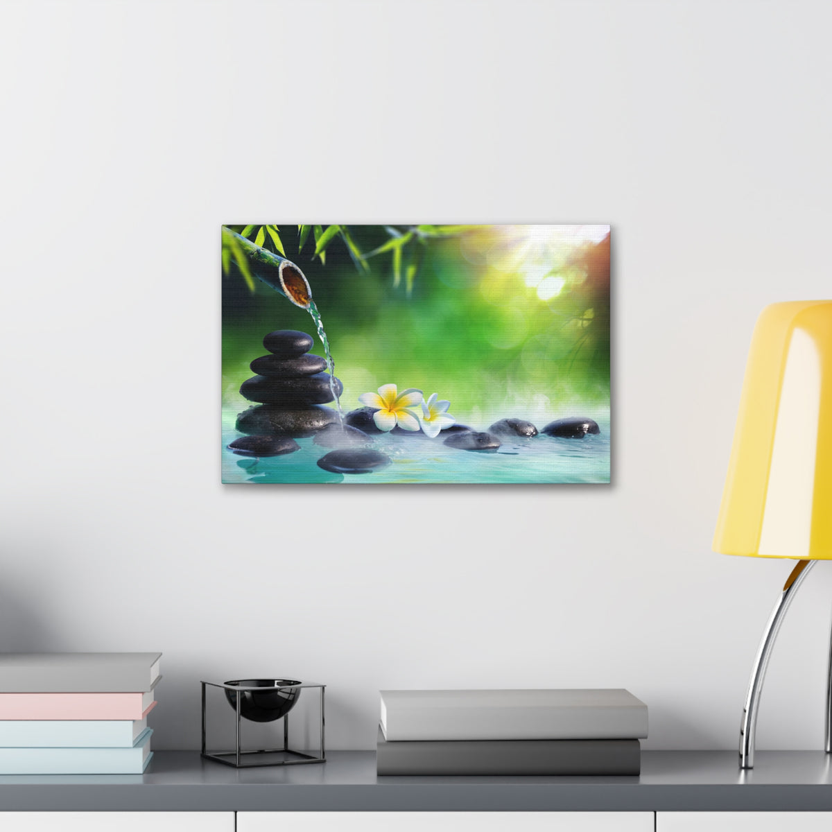 Plumeria Flowers in Fountain Forest Floral Nature Photography Canvas Wall Art for Home Decor Ready-to-Hang-Express Your Love Gifts