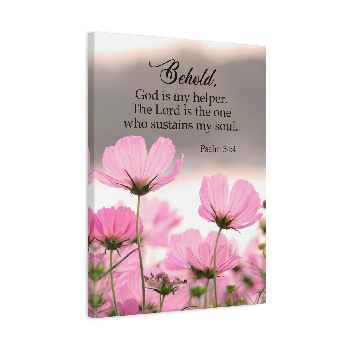 Scripture Canvas Behold, God is My Helper Psalm 54:4 Christian Wall Art Bible Verse Print Ready to Hang-Express Your Love Gifts