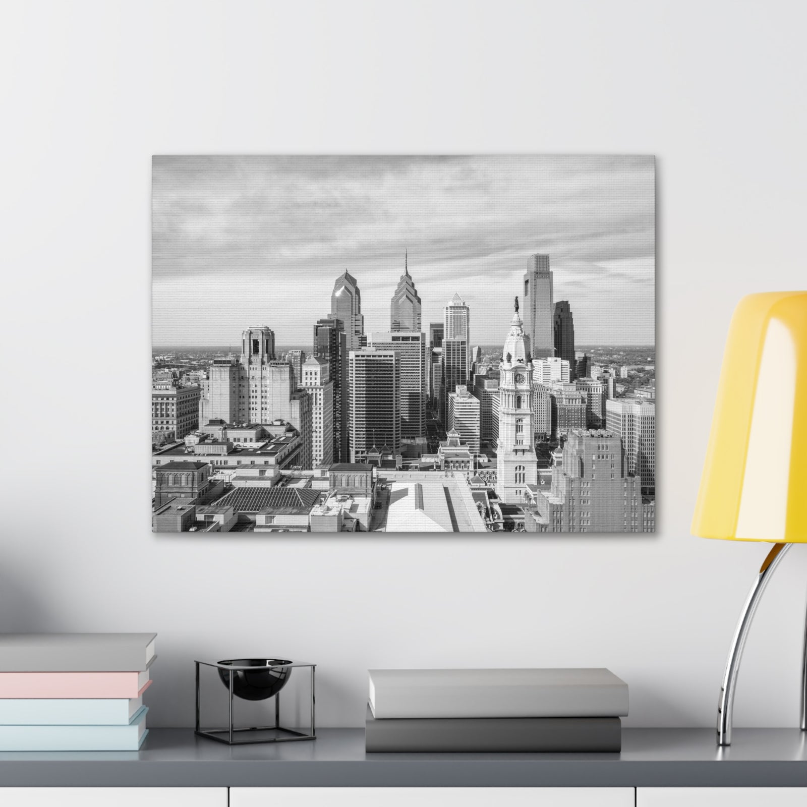 Philadelphia Black And White Skyline Canvas Artwork High-Quality Breathtaking Stunning Cityscape for Home Decor Ready to Hang-Express Your Love Gifts