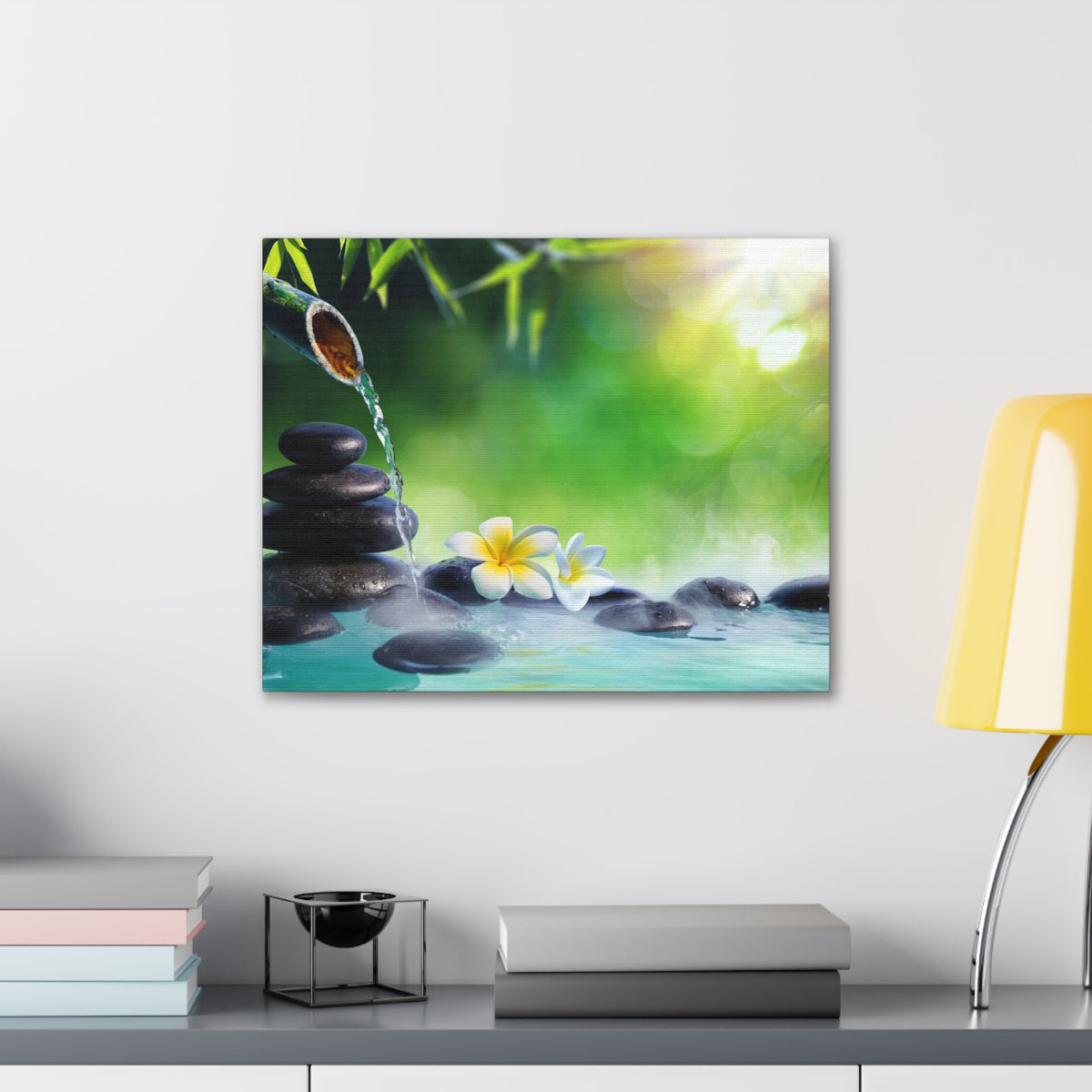 Plumeria Flowers in Fountain Forest Floral Nature Photography Canvas Wall Art for Home Decor Ready-to-Hang-Express Your Love Gifts