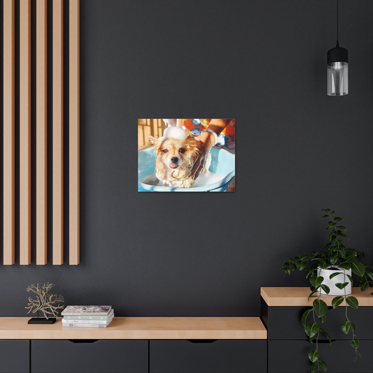 Cute Pomeranian Bathee Canvas Wall Art for Home Decor Ready-to-Hang-Express Your Love Gifts