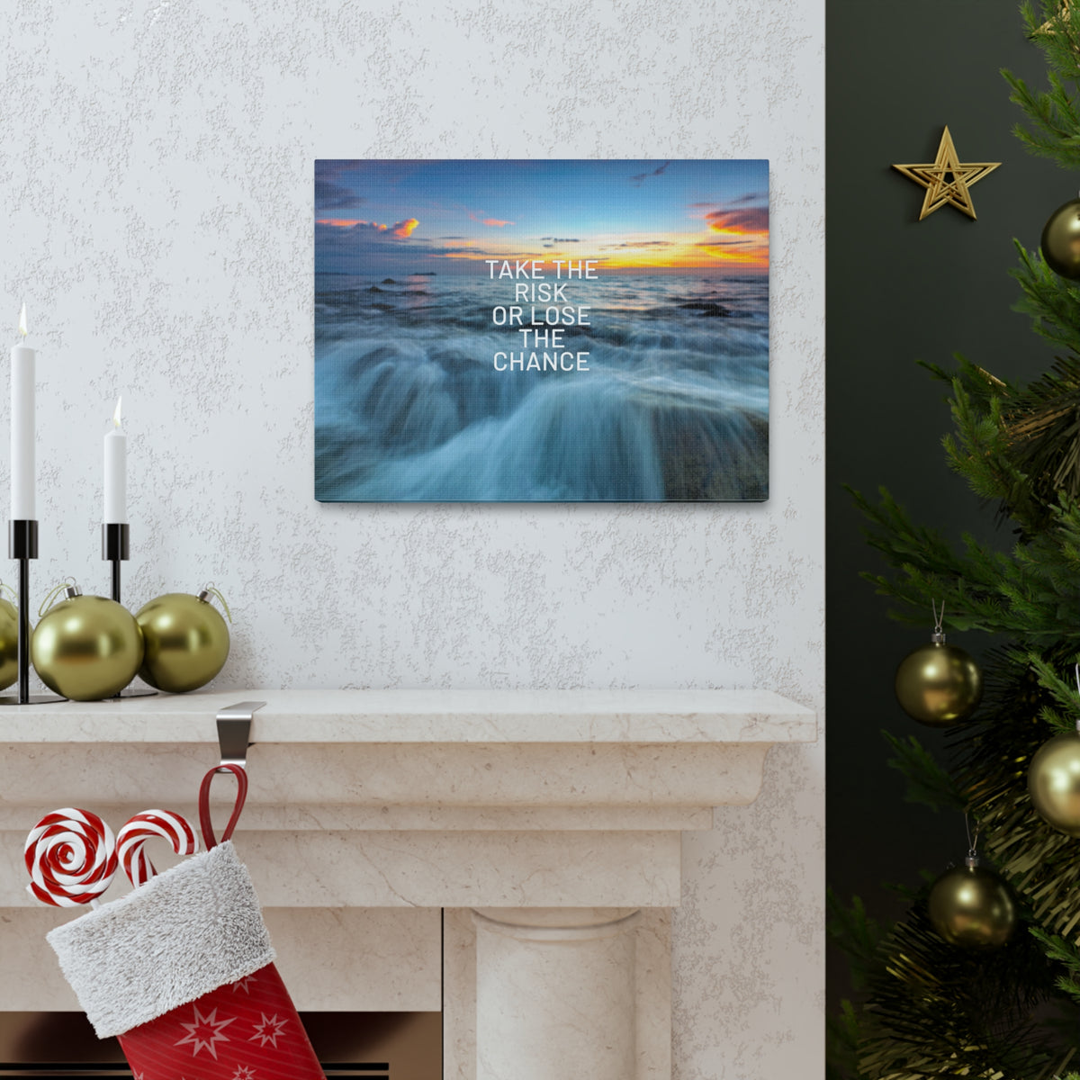 Inspirational Quote Canvas Take The Risk Motivational Print Ready to Hang Artwork-Express Your Love Gifts