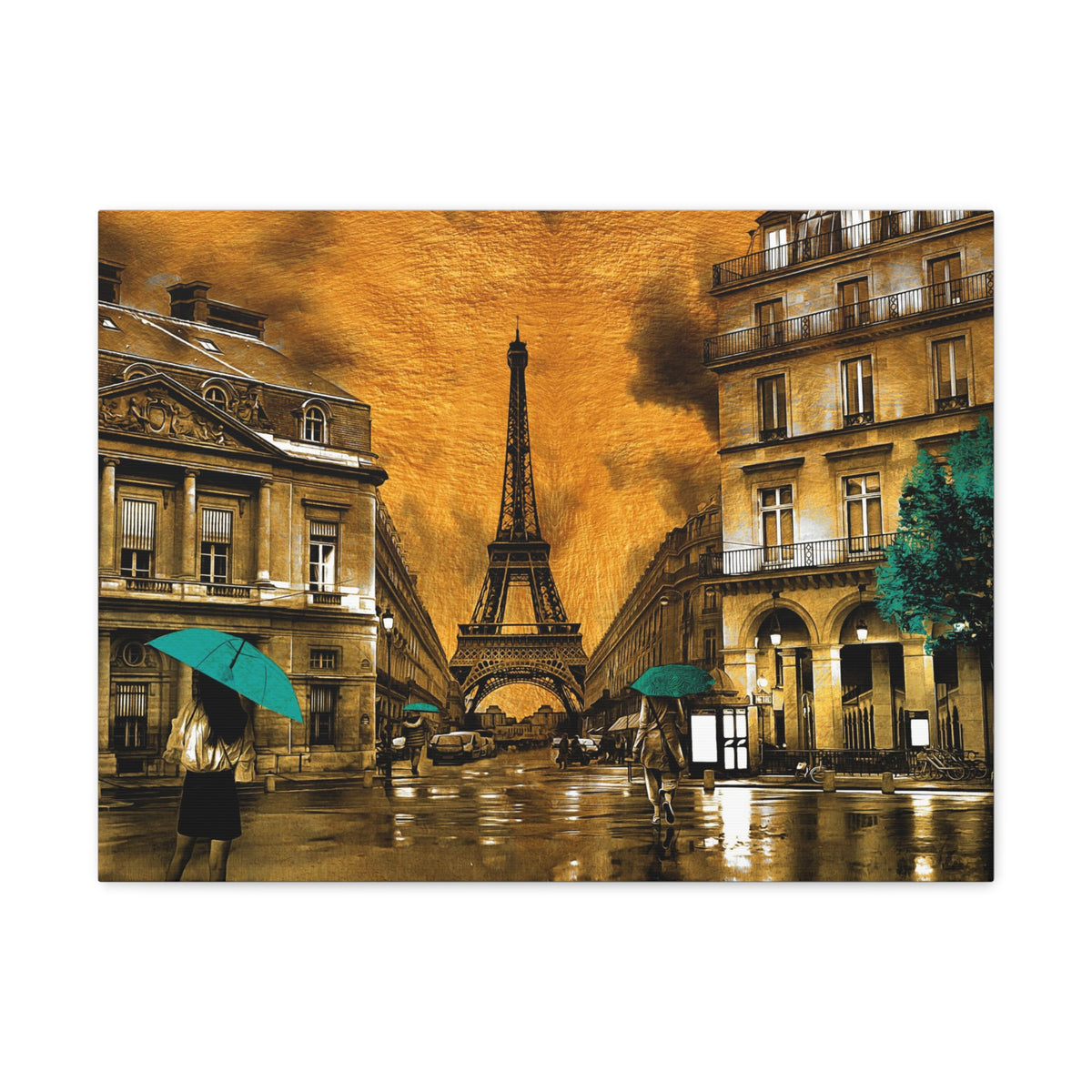 Yellow And Blue Eiffel Tower France Canvas Artwork High-Quality Breathtaking French City for Home Decor Ready to Hang-Express Your Love Gifts