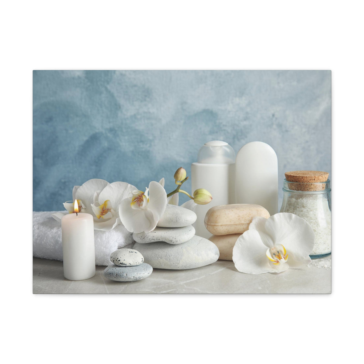 Stones on Light Table Forest Floral Nature Photography Canvas Wall Art for Home Decor Ready-to-Hang-Express Your Love Gifts