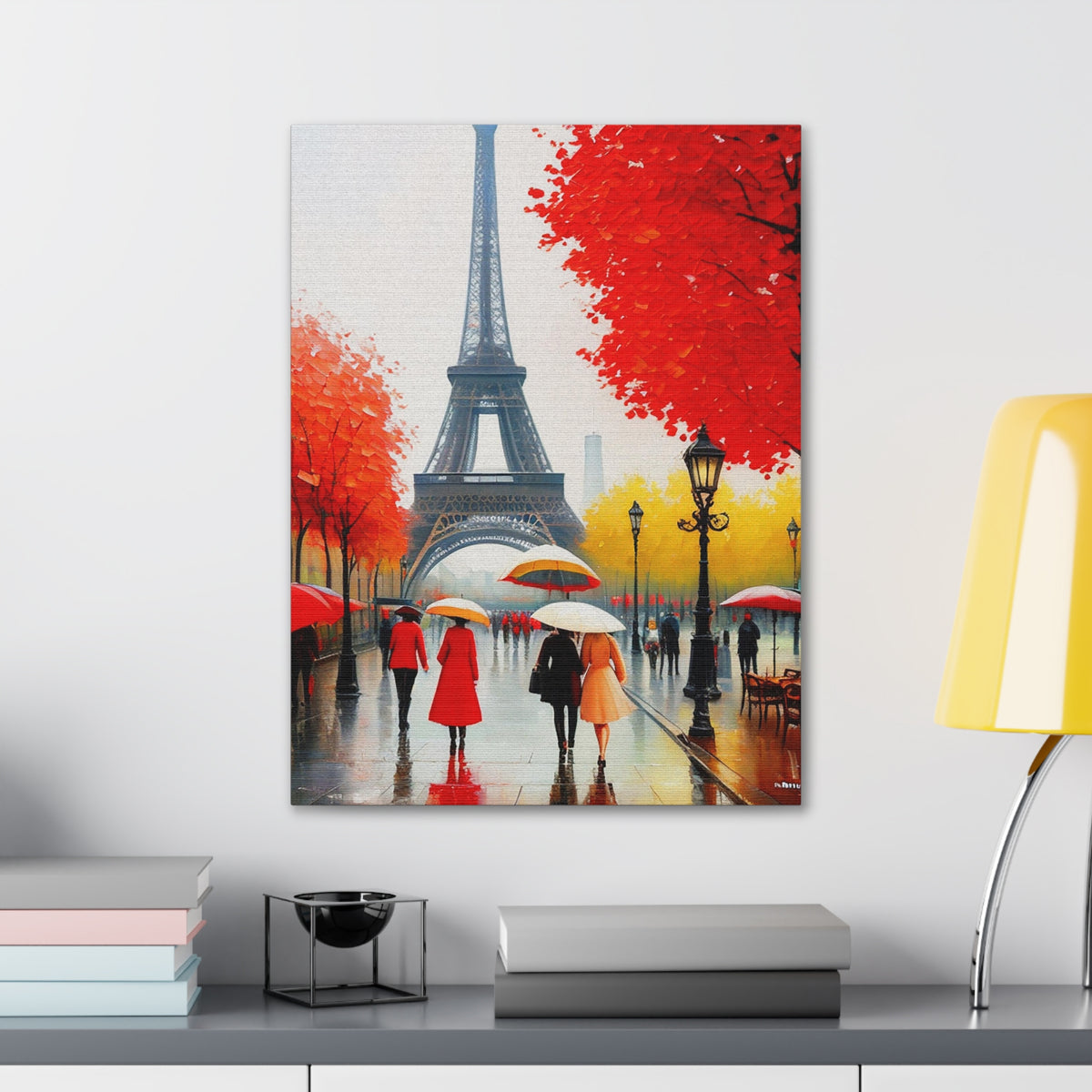Paris Eiffel Tower Red Dress And Red Tree France Canvas Artwork High-Quality Breathtaking French City for Home Decor Ready to Hang-Express Your Love Gifts