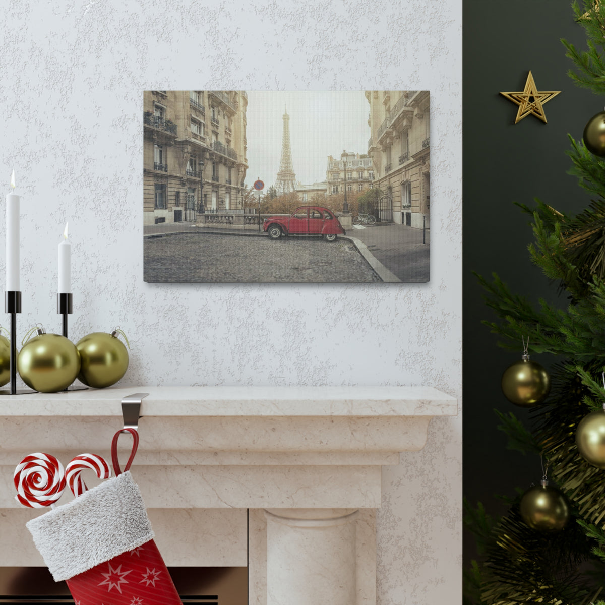 Eiffel Tower Retro Bike Paris Sunset Skyline Canvas Artwork High-Quality Breathtaking Stunning Cityscape Home Decor Ready to Hang-Express Your Love Gifts