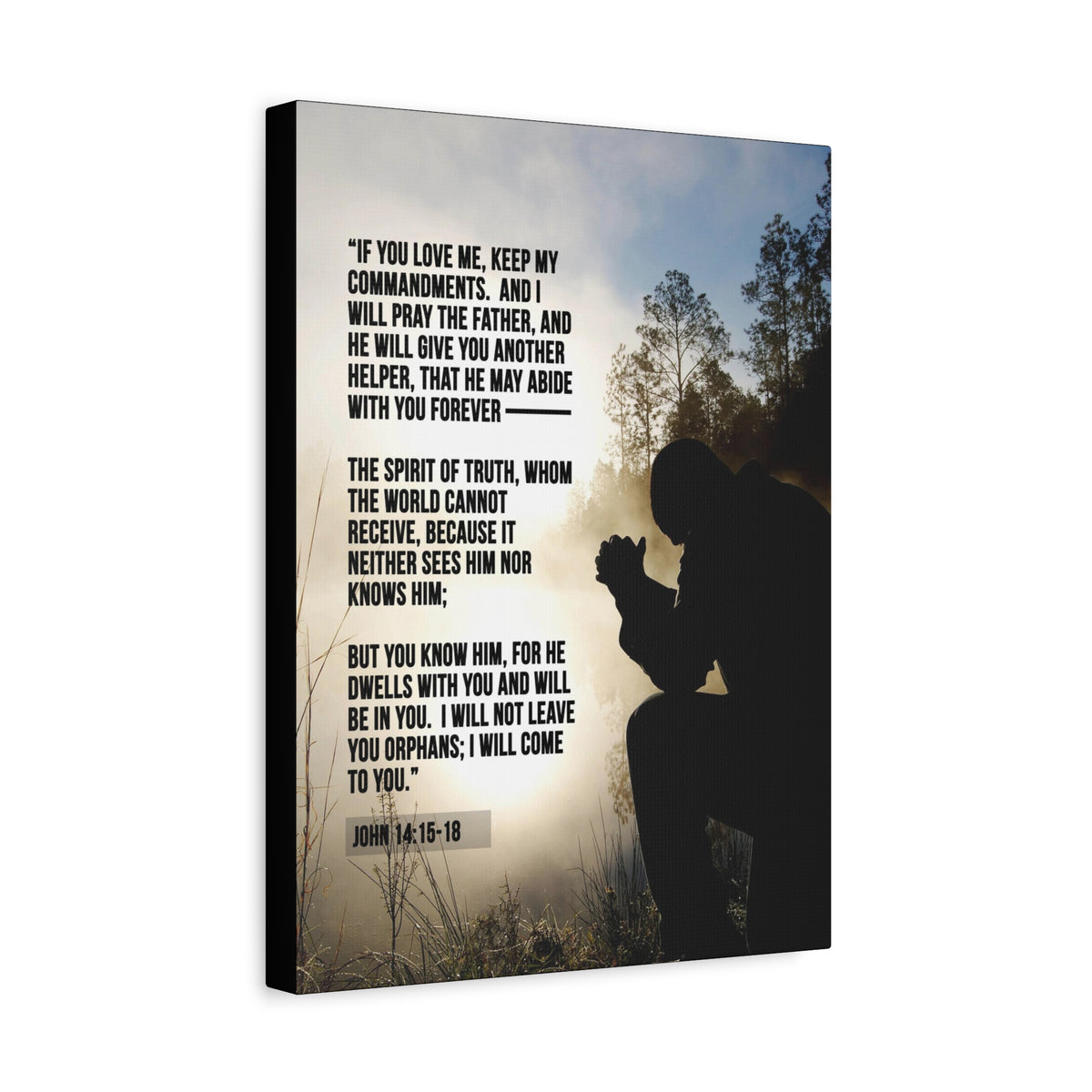 Scripture Canvas Keep my Commandments John 14:15‭-‬18 Christian Wall Art Bible Verse Print Ready to Hang-Express Your Love Gifts
