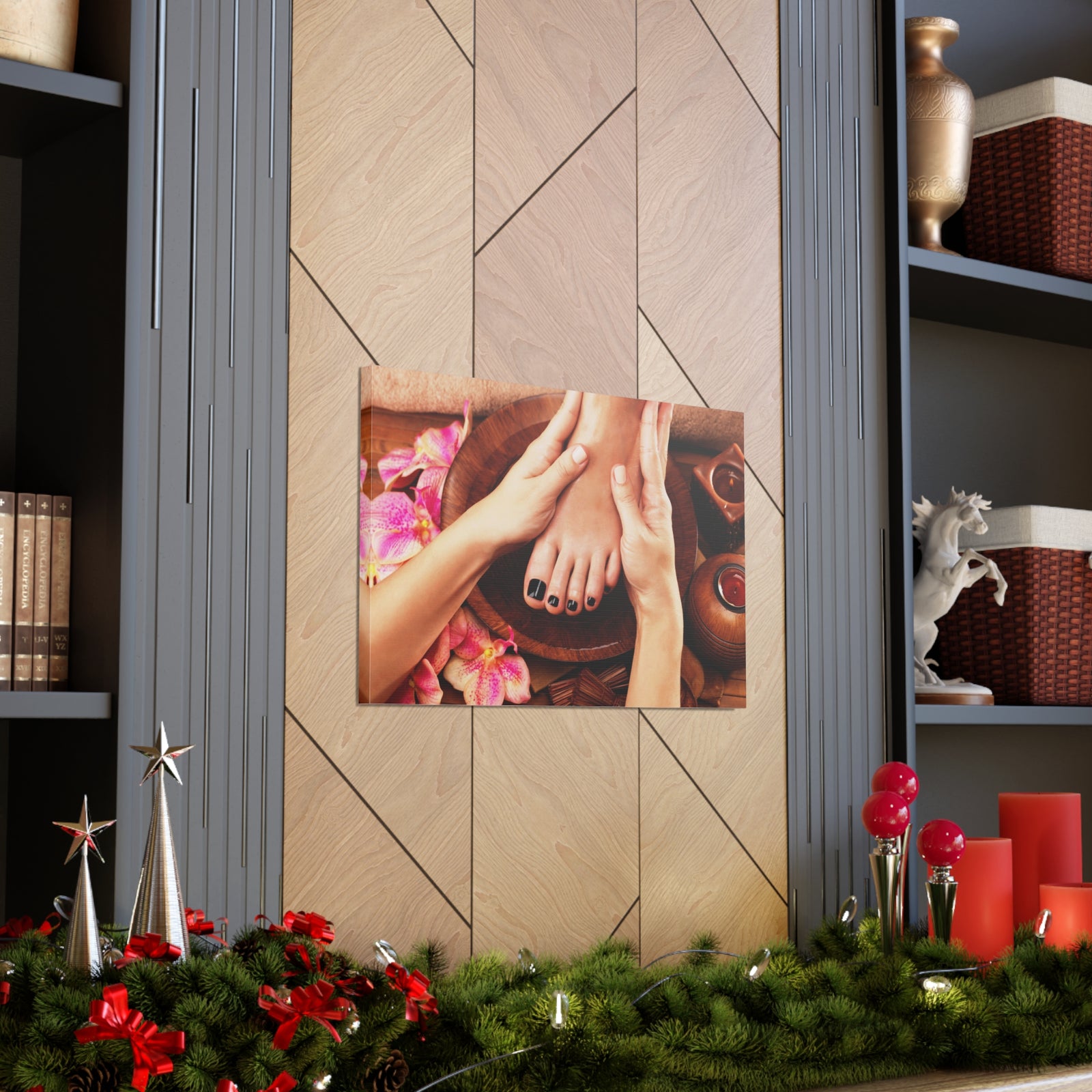 Massage Woman Foot Forest Floral Nature Photography Canvas Wall Art for Home Decor Ready-to-Hang-Express Your Love Gifts