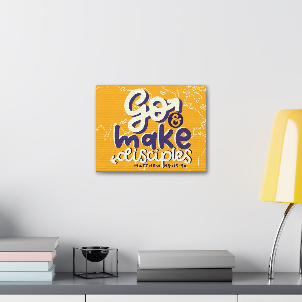 Scripture Canvas Go And Make Disciples Matthew 28:19-20 Christian Wall Art Bible Verse Print Ready to Hang-Express Your Love Gifts