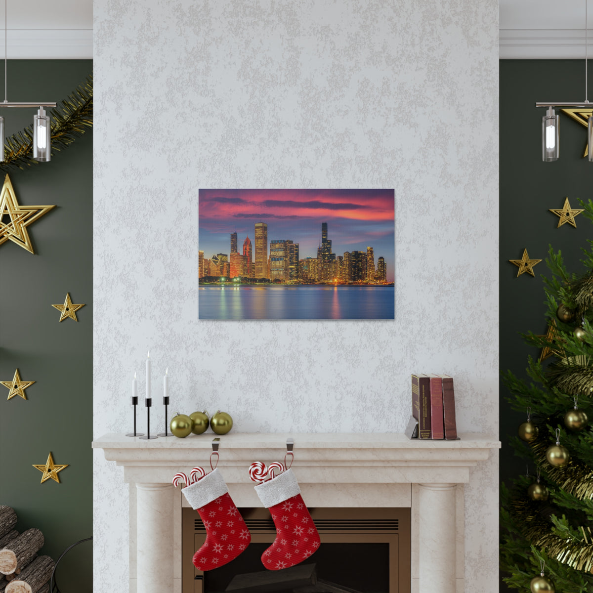 Las Vegas Night Skyline Canvas Artwork High-Quality Breathtaking Stunning Cityscape for Home Decor Ready to Hang-Express Your Love Gifts