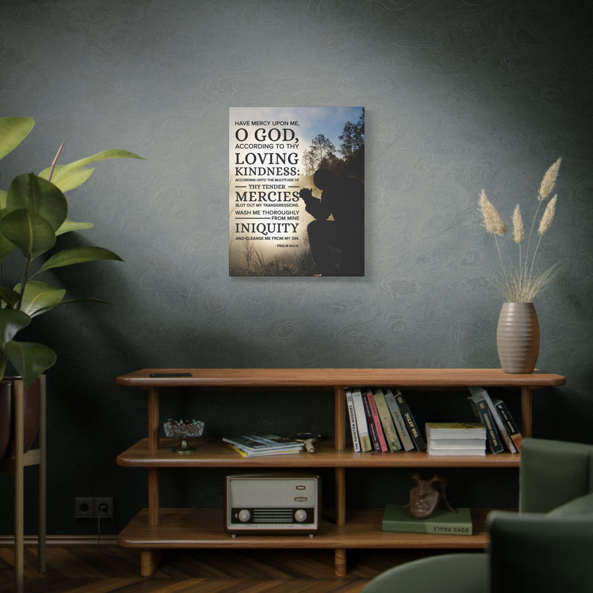 Scripture Canvas Have Mercy Upon Me Psalm 51:12 Christian Wall Art Bible Verse Print Ready to Hang-Express Your Love Gifts