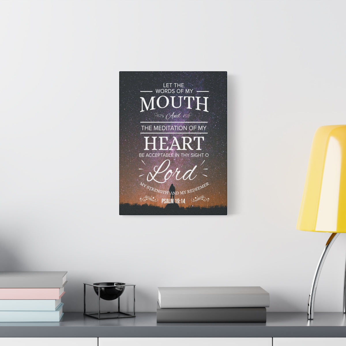 Scripture Canvas My Strength and Redeemer Psalm 19:14 Christian Wall Art Bible Verse Print Ready to Hang-Express Your Love Gifts