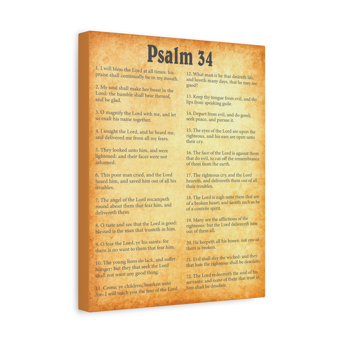 Scripture Walls Psalm 34 Gold Bible Chapter Canvas Christian Wall Art Ready to Hang-Express Your Love Gifts