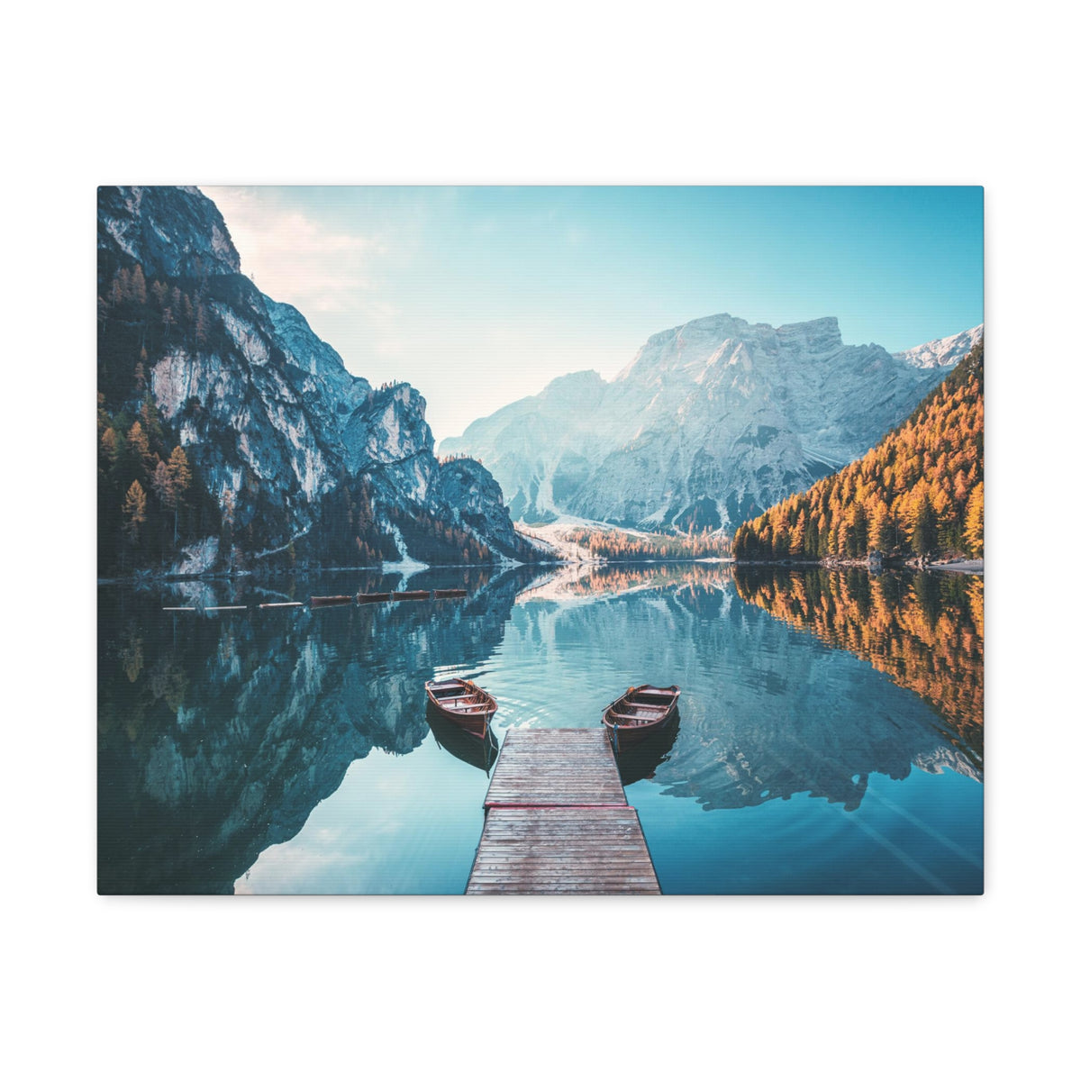 Mountain Valley Clear Lake Nature Wilderness Photography Canvas Wall Art for Home Decor Ready-to-Hang-Express Your Love Gifts