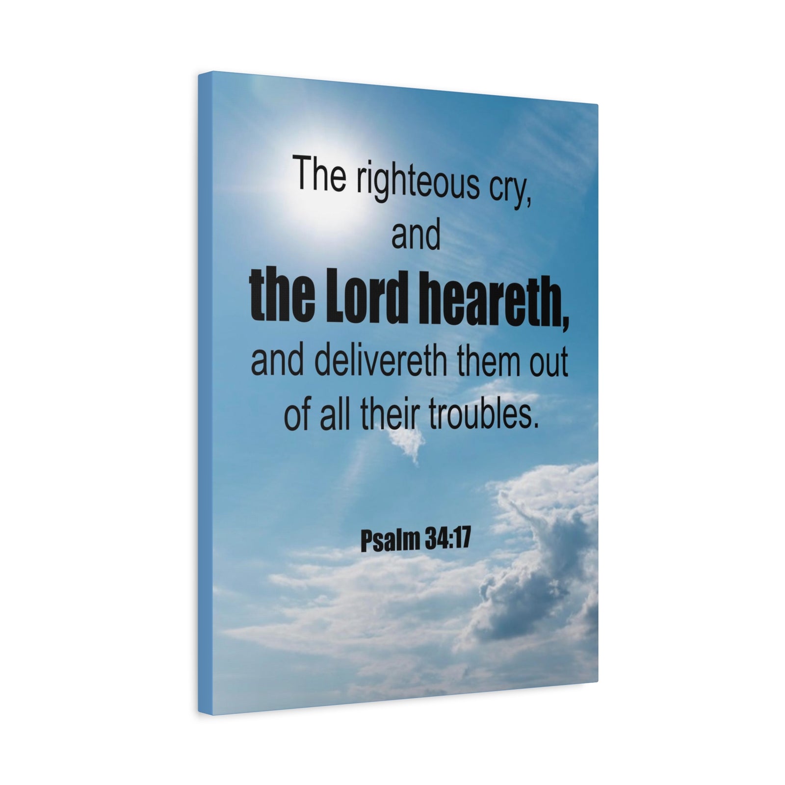 Scripture Walls The Lord Heareth Psalm 34:17 Bible Verse Canvas Christian Wall Art Ready to Hang-Express Your Love Gifts