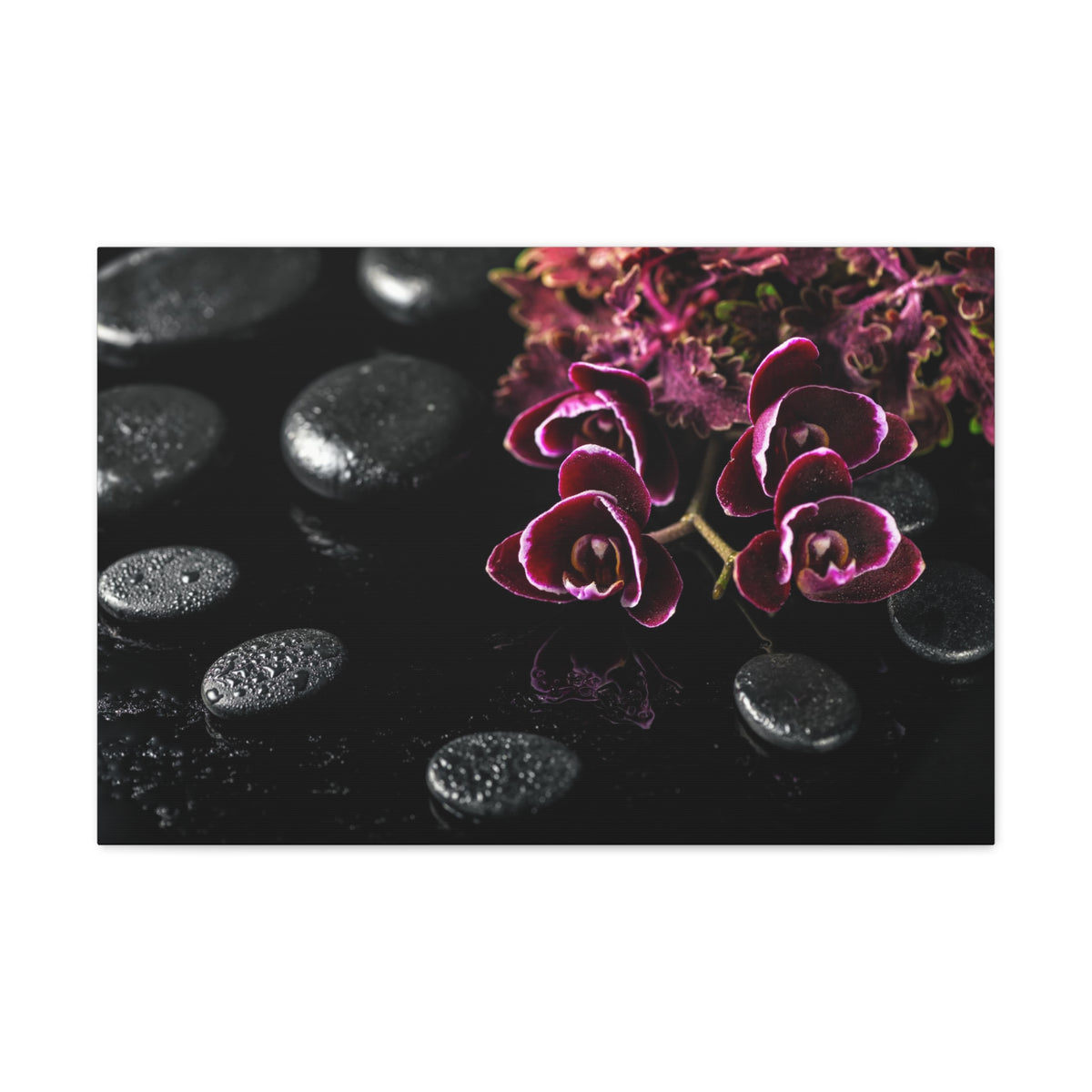 Dark Cherry Orchid Forest Floral Nature Photography Canvas Wall Art for Home Decor Ready-to-Hang-Express Your Love Gifts