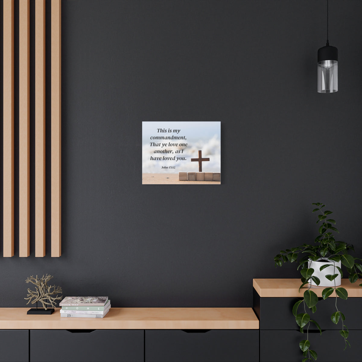 Scripture Canvas My Commandment John 15:12 Christian Wall Art Bible Verse Print Ready to Hang-Express Your Love Gifts