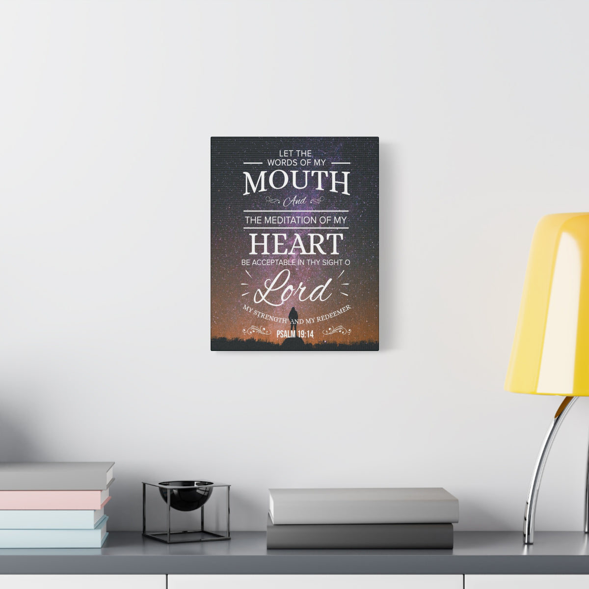 Scripture Canvas My Strength and Redeemer Psalm 19:14 Christian Wall Art Bible Verse Print Ready to Hang-Express Your Love Gifts