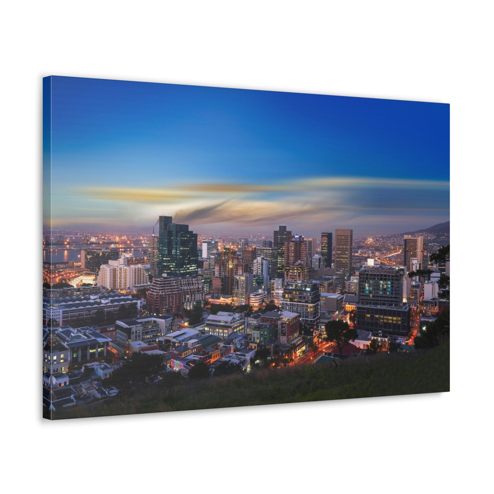 Cape Town Night Skyline Canvas Artwork High-Quality Breathtaking Stunning Cityscape for Home Decor Ready to Hang-Express Your Love Gifts