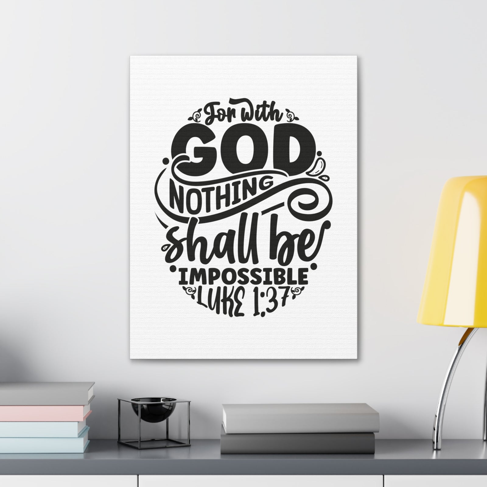 Scripture Walls Luke 1:37 Nothing Shall Be Impossible Bible Verse Canvas Christian Wall Art Ready to Hang Unframed-Express Your Love Gifts