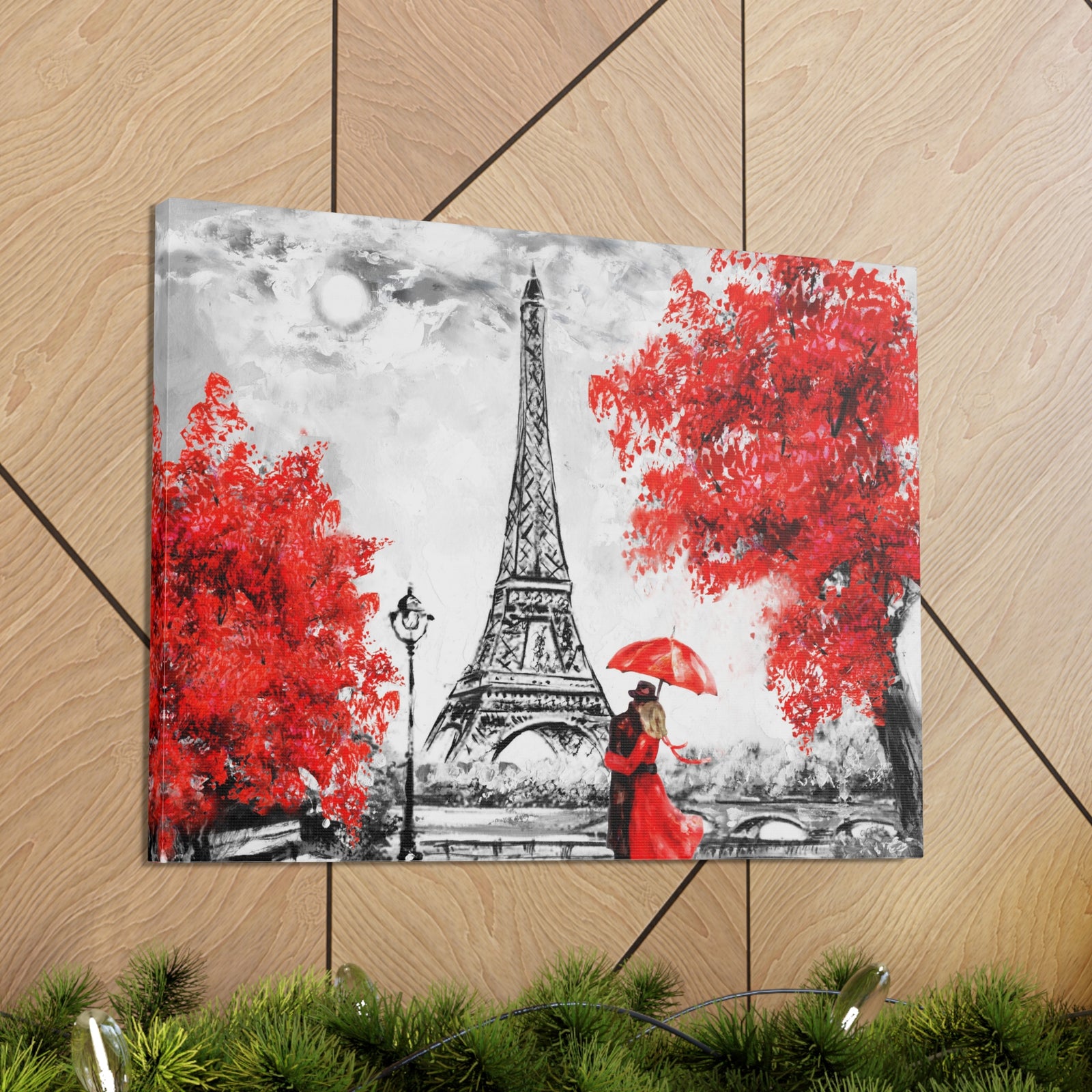 Paris Eiffel Tower Couple France Canvas Artwork High-Quality Breathtaking French City for Home Decor Ready to Hang-Express Your Love Gifts