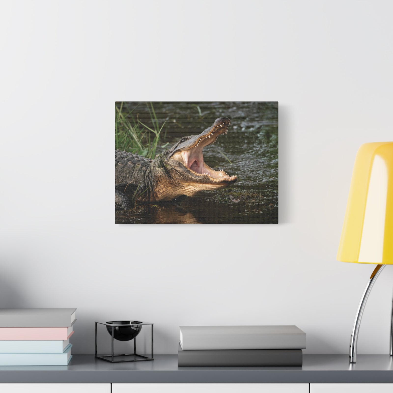 Mouth Wide Open Alligator Scary Alligator Outside Wall Art Ready To Hang-Express Your Love Gifts