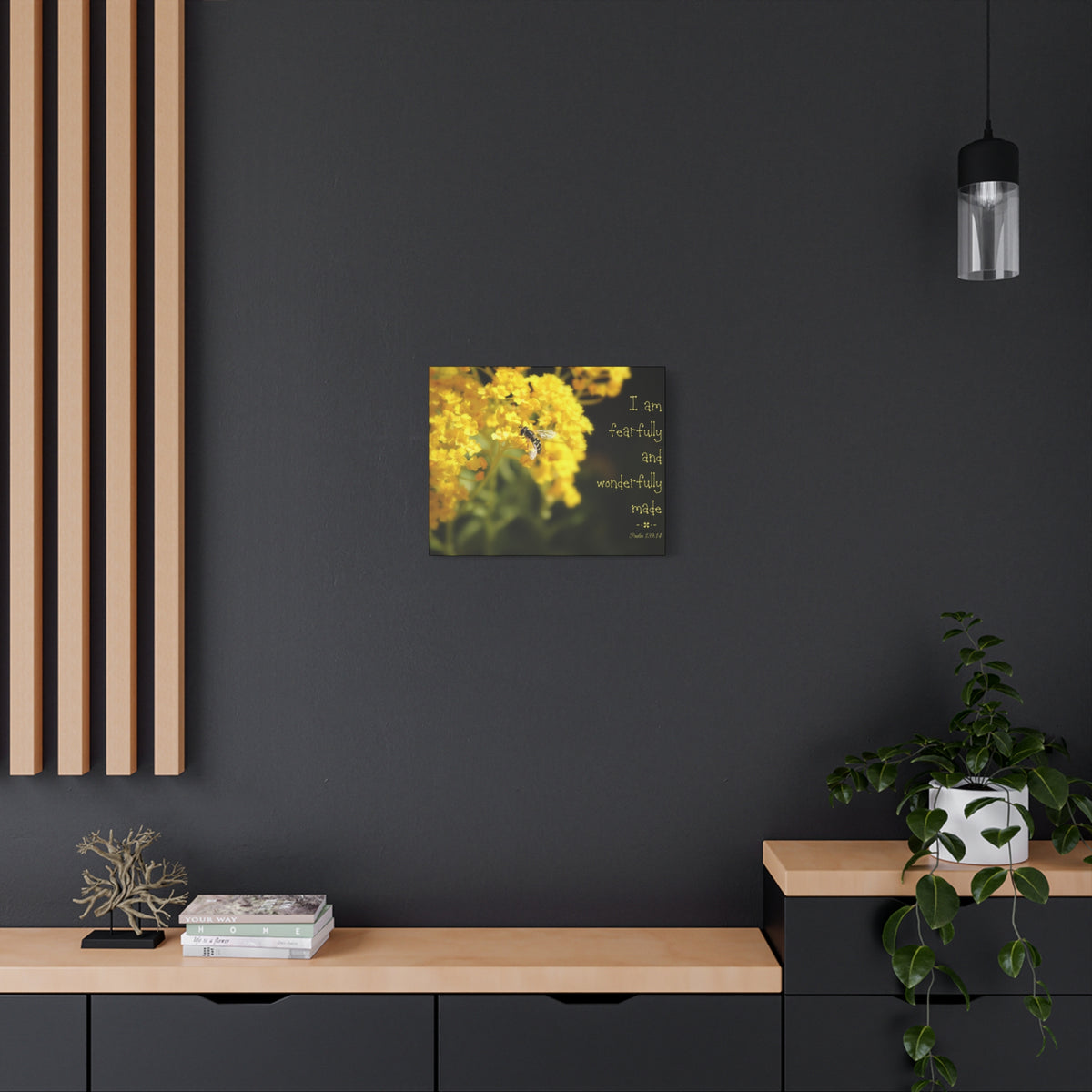 Scripture Walls Wonderfully Made Psalm 139:14 Bee Bible Verse Canvas Christian Wall Art Ready to Hang-Express Your Love Gifts