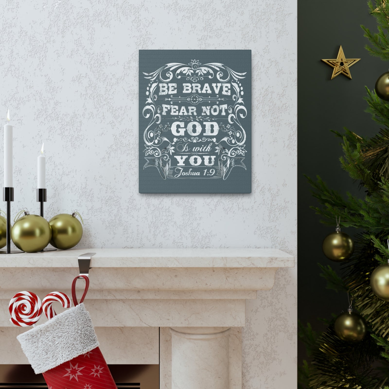 Scripture Walls Be Brave Fear Not God Is With You Joshua 1:9 Bible Verse Canvas Christian Wall Art Ready To Hang-Express Your Love Gifts