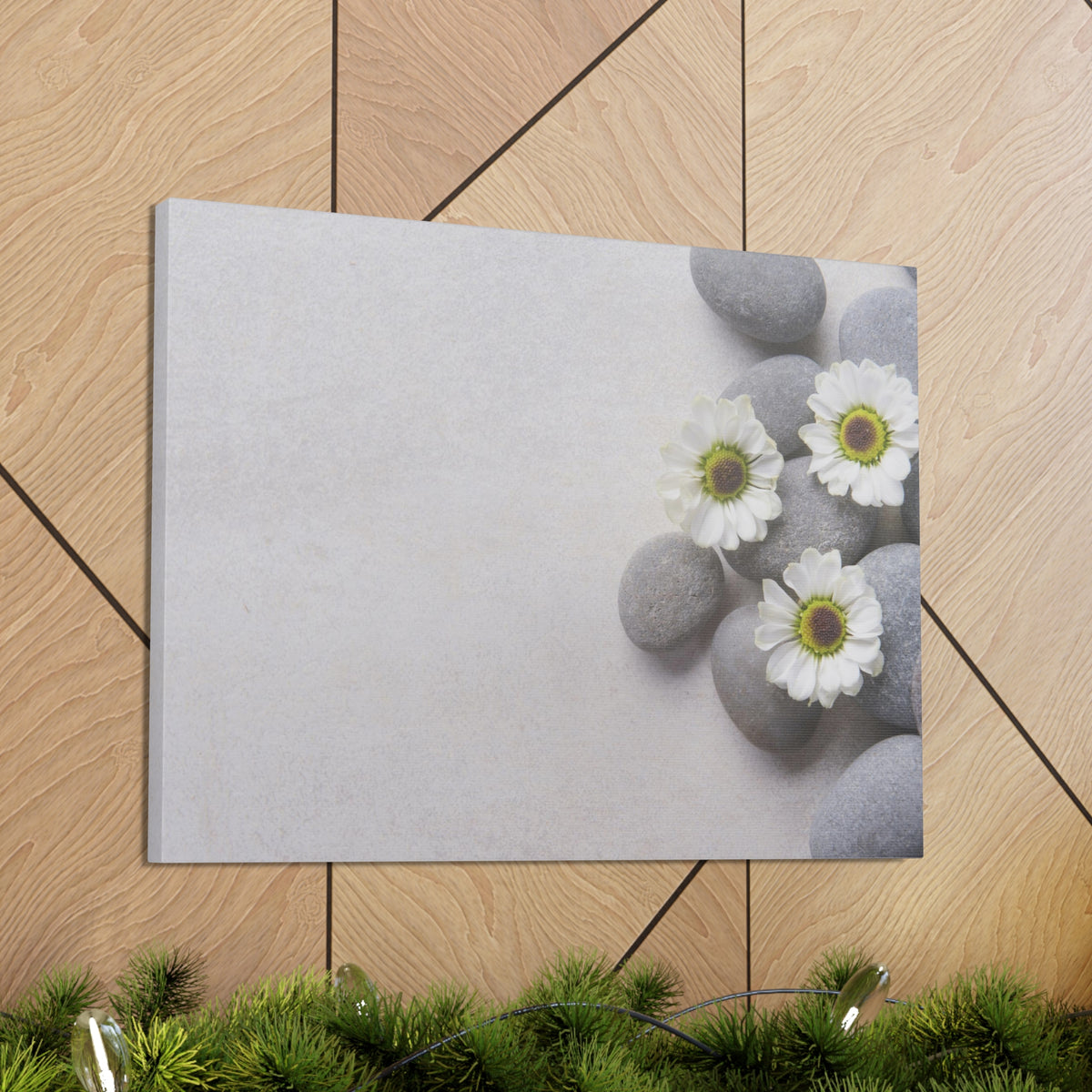 Three White Flower Forest Floral Nature Photography Canvas Wall Art for Home Decor Ready-to-Hang-Express Your Love Gifts
