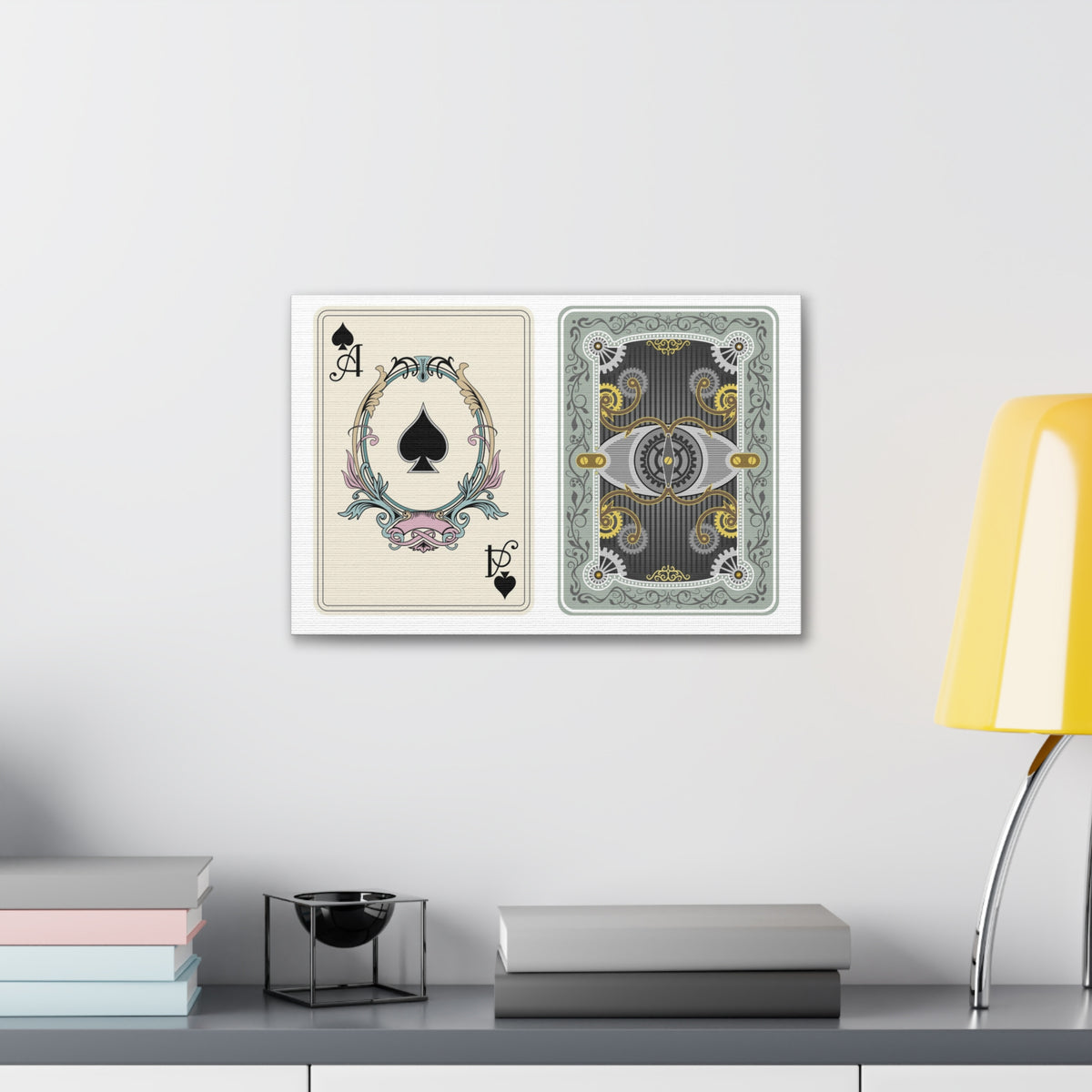 Steampunk Style Ace Of Spades Playing Card Canvas Wall Art for Home Decor Ready-to-Hang-Express Your Love Gifts