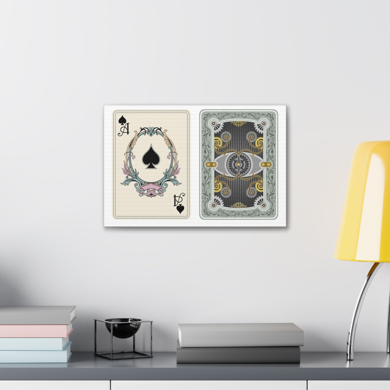 Steampunk Style Ace Of Spades Playing Card Canvas Wall Art for Home Decor Ready-to-Hang-Express Your Love Gifts