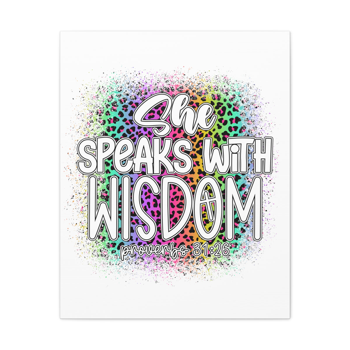Scripture Walls Proverbs 31:26 She Speaks With Wisdom Colorful Bible Verse Canvas Christian Wall Art Ready to Hang Unframed-Express Your Love Gifts
