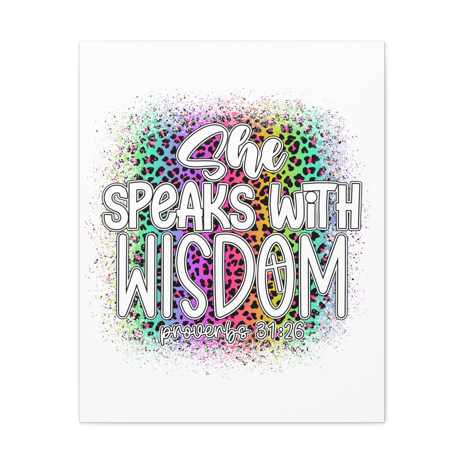 Scripture Walls Proverbs 31:26 She Speaks With Wisdom Colorful Bible Verse Canvas Christian Wall Art Ready to Hang Unframed-Express Your Love Gifts