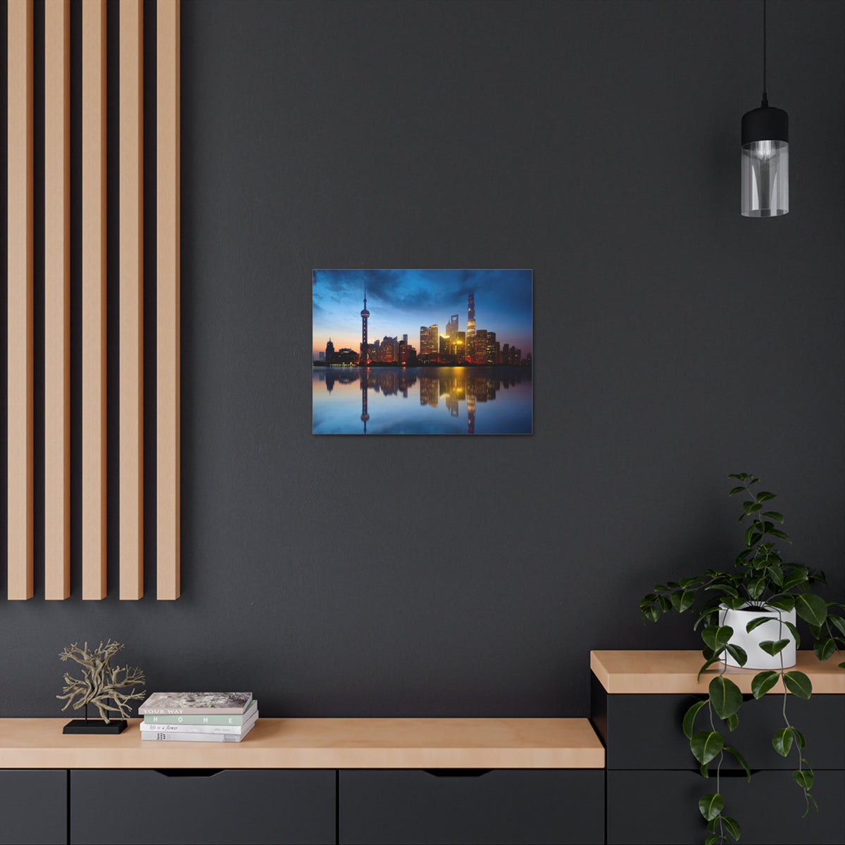 Shanghai Night Skyline Canvas Artwork High-Quality Breathtaking Stunning Cityscape for Home Decor Ready to Hang-Express Your Love Gifts