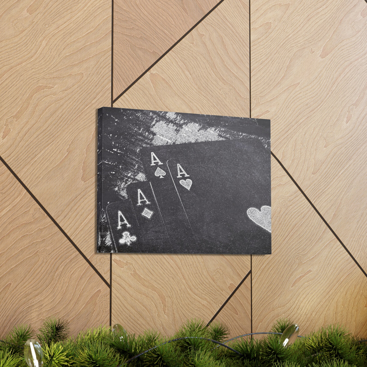 Chalkboard Playing Card Suit Ranked Playing Card Canvas Wall Art for Home Decor Ready-to-Hang-Express Your Love Gifts