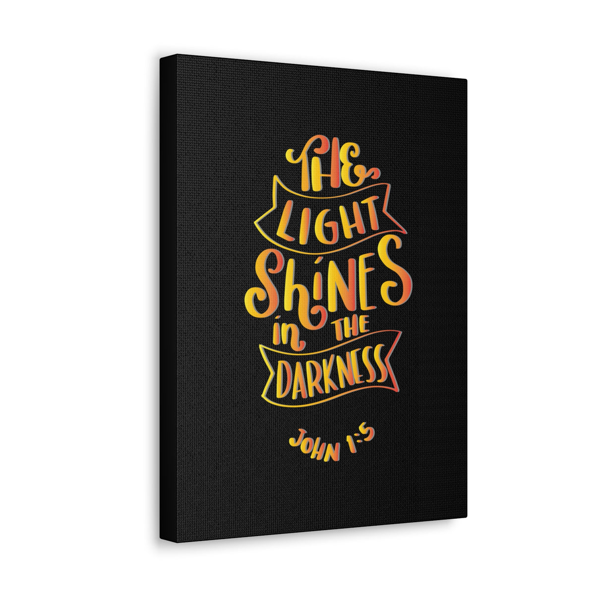 Scripture Canvas Light Shines In The Darkness John 1:5 Christian Wall Art Bible Verse Print Ready to Hang-Express Your Love Gifts