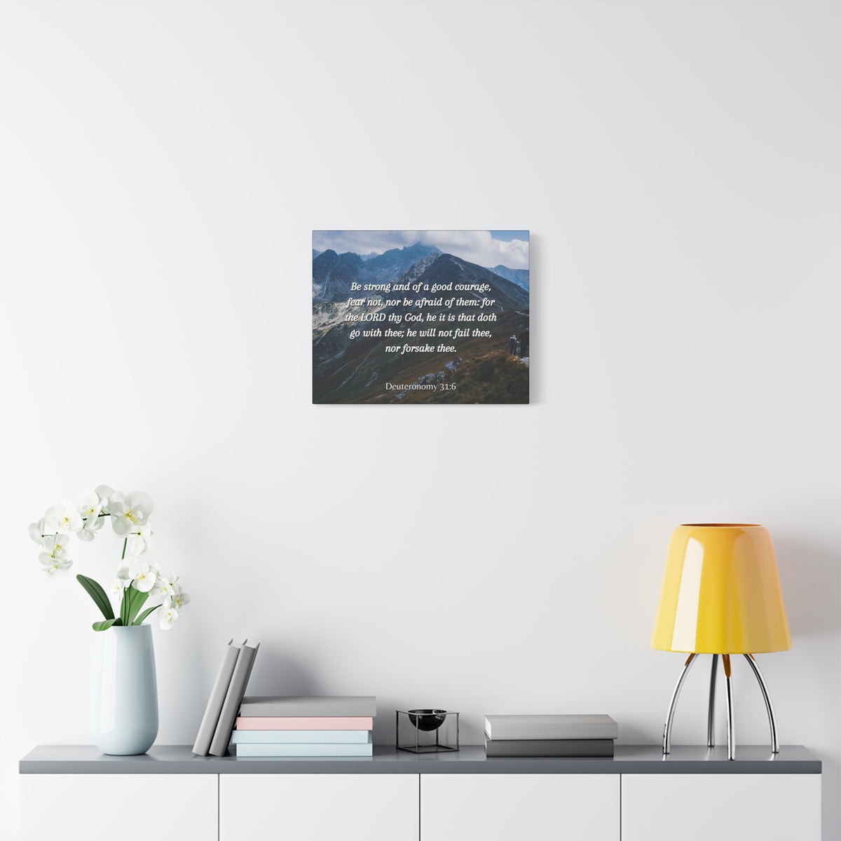 Scripture Canvas Good Courage Deuteronomy 31:6 Christian Wall Art Bible Verse Print Ready to Hang-Express Your Love Gifts
