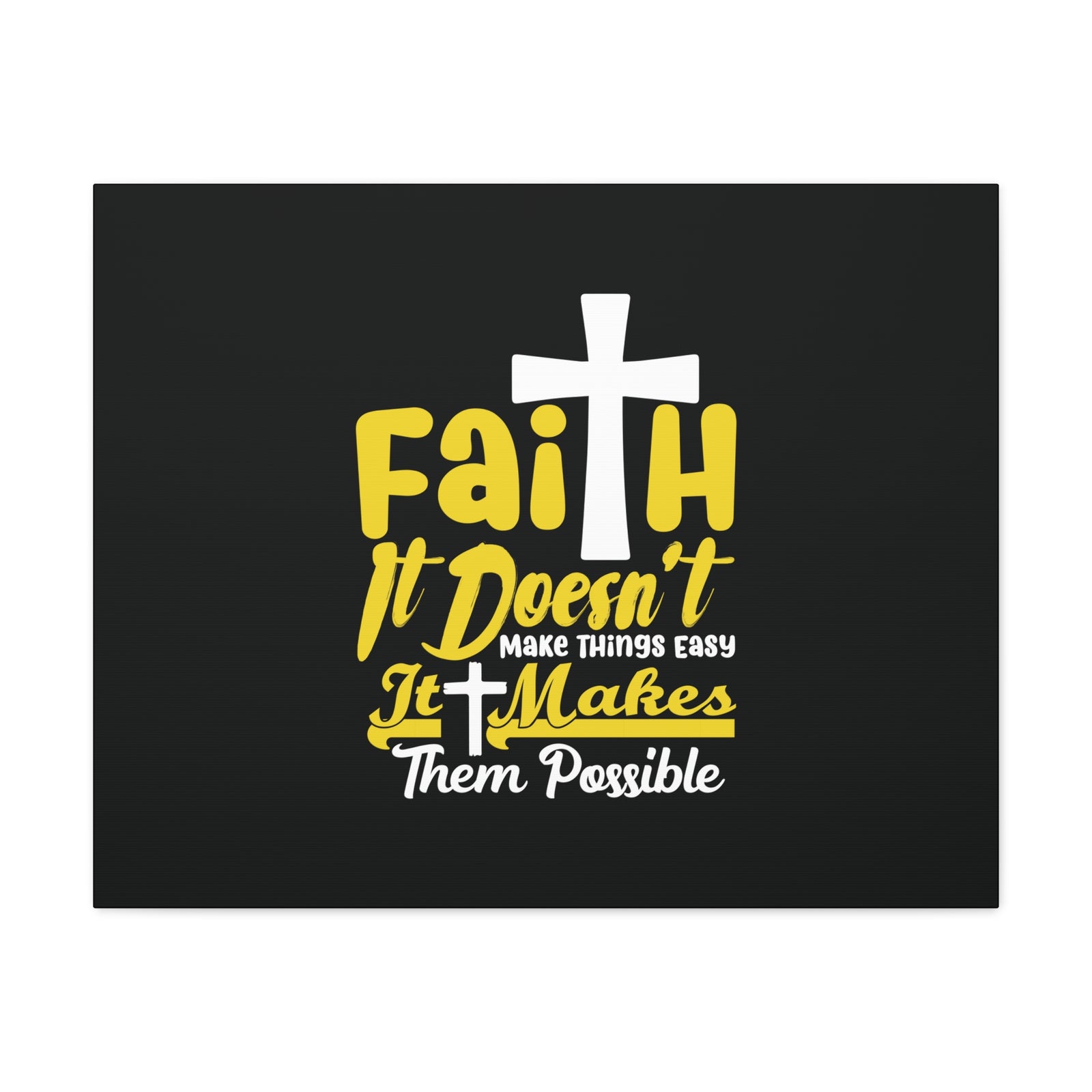 Scripture Canvas Faith Yellow Luke 1:37 Christian Wall Art Bible Verse Print Ready to Hang-Express Your Love Gifts