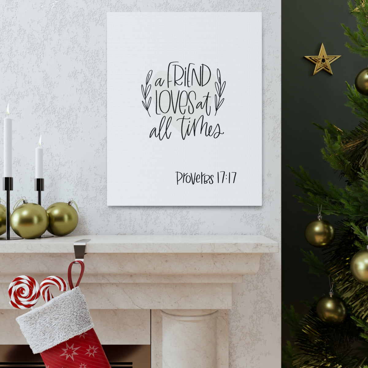 Scripture Walls A Friend Loves At All Times Proverbs 17:17 Bible Verse Canvas Christian Wall Art Ready To Hang-Express Your Love Gifts