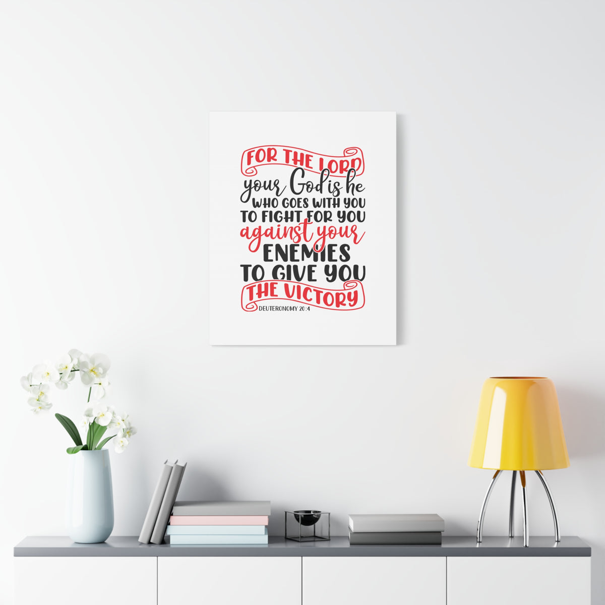 Scripture Canvas For The Lord Deuteronomy 20:4 Christian Wall Art Bible Verse Print Ready to Hang-Express Your Love Gifts