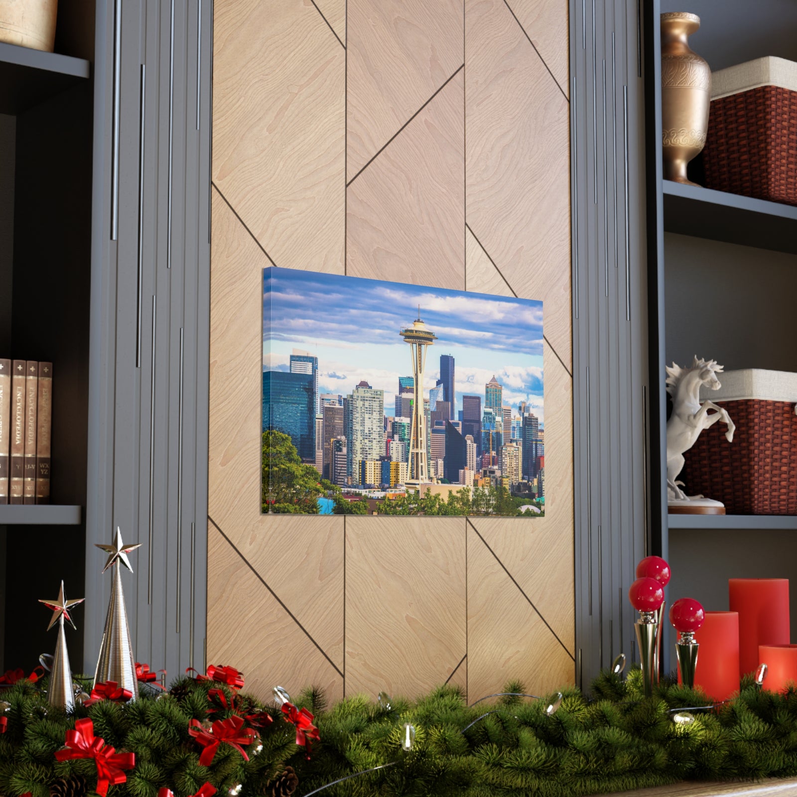 Seattle Daytime Skyline Canvas Artwork High-Quality Breathtaking Stunning Cityscape for Home Decor Ready to Hang-Express Your Love Gifts
