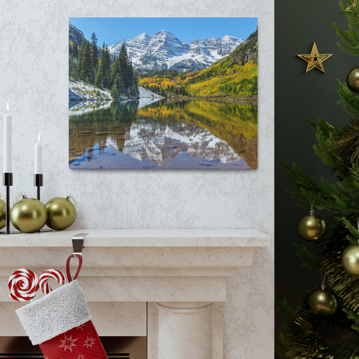 Forest Lake Mountains Nature Wilderness Photography Canvas Wall Art for Home Decor Ready-to-Hang-Express Your Love Gifts